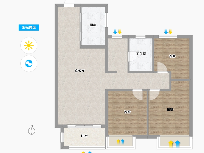 山西省-临汾市-公园壹号·公园道-83.20-户型库-采光通风