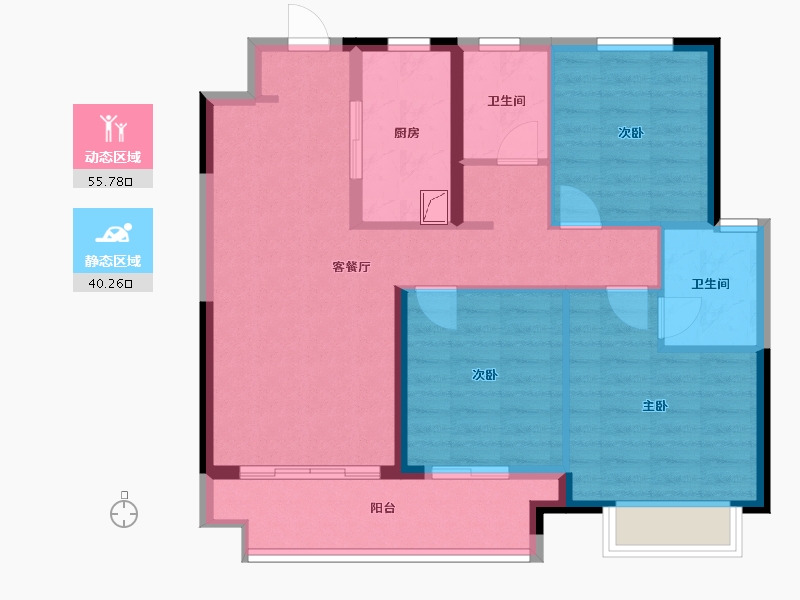 江西省-赣州市-美的君兰半岛-86.00-户型库-动静分区