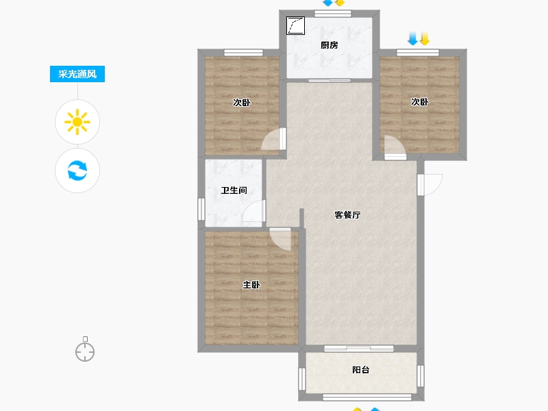 山西省-临汾市-公园壹号·公园道-91.12-户型库-采光通风