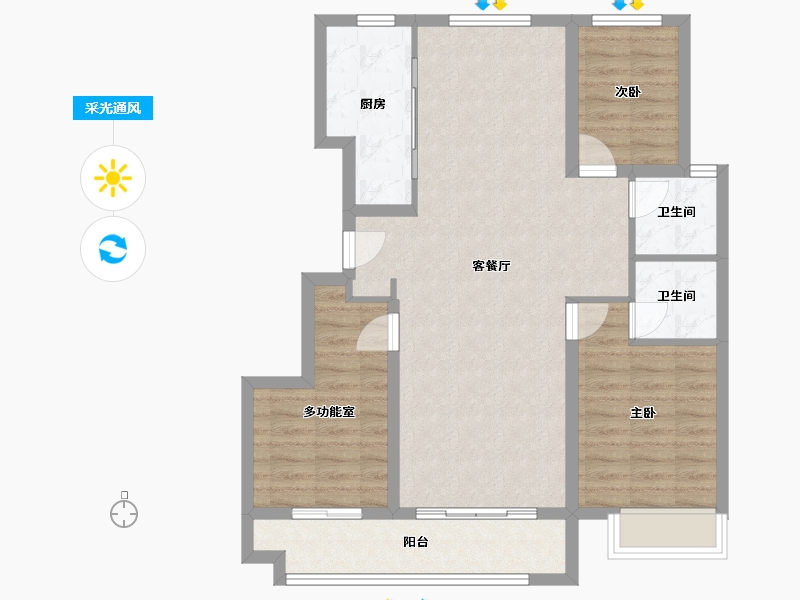 河北省-石家庄市-中国铁建花语城-90.00-户型库-采光通风