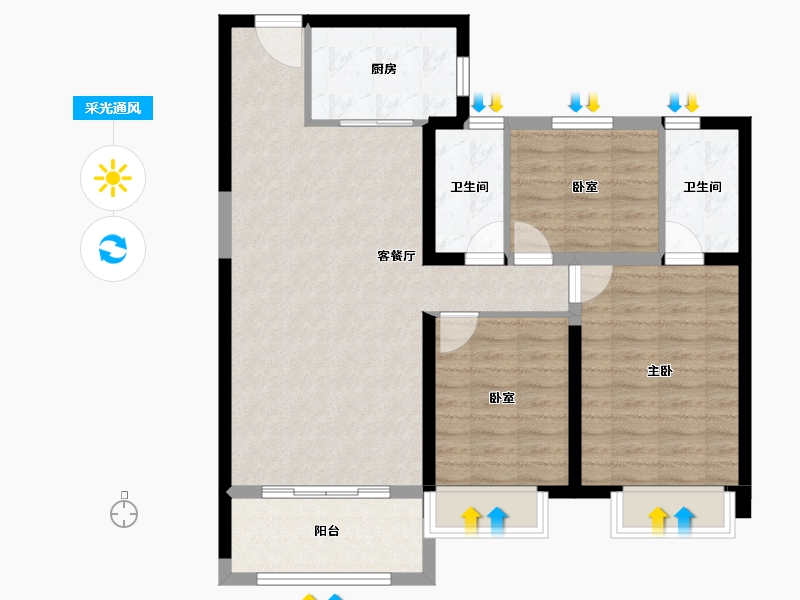 山西省-太原市-碧桂园玖玺臺天玺-89.10-户型库-采光通风