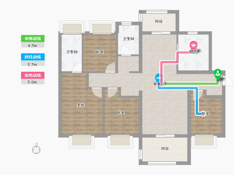 广东省-江门市-美的海棠公馆-102.66-户型库-动静线