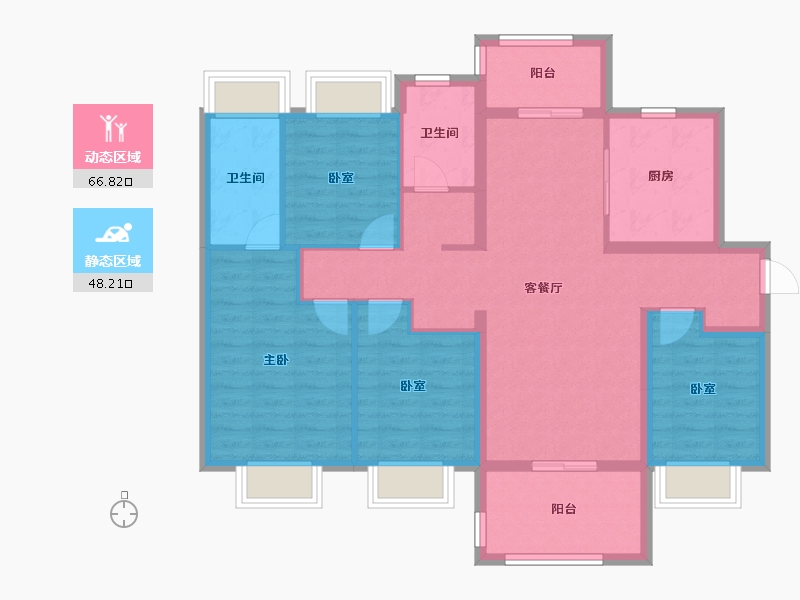 广东省-江门市-美的海棠公馆-102.66-户型库-动静分区