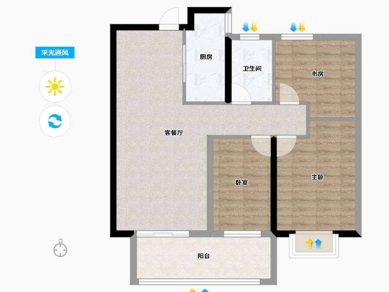 陕西省-渭南市-合创铂悦府-81.31-户型库-采光通风