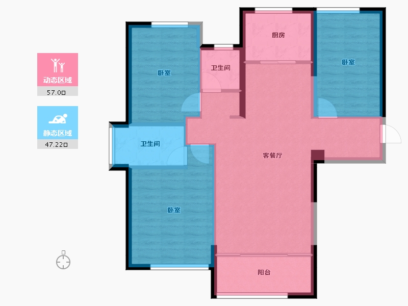 湖北省-十堰市-汉江璟城-94.47-户型库-动静分区