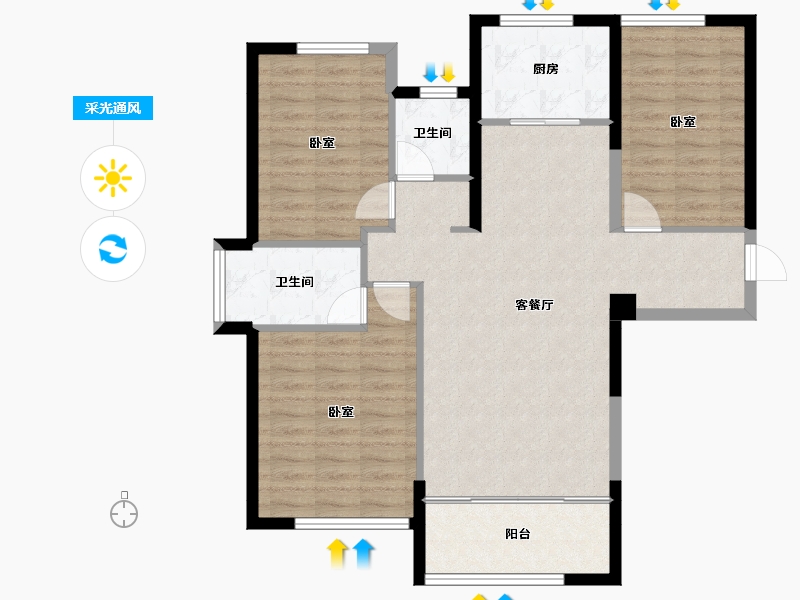 湖北省-十堰市-汉江璟城-94.47-户型库-采光通风