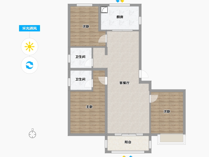 山西省-临汾市-公园壹号·公园道-101.20-户型库-采光通风