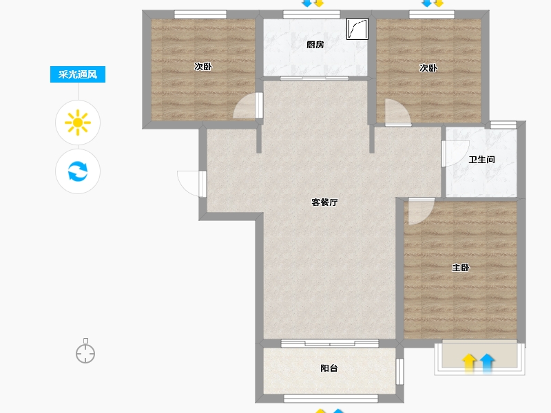 山西省-临汾市-公园壹号·公园道-88.00-户型库-采光通风