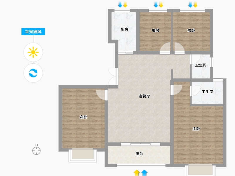 山西省-吕梁市-国投·北川绿洲-102.79-户型库-采光通风