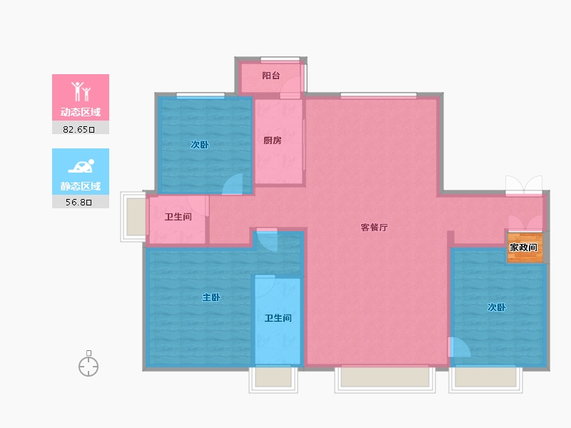 山西省-太原市-万科翡翠东第-128.86-户型库-动静分区