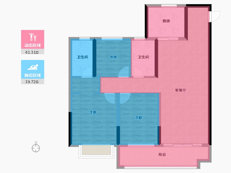 陕西省-渭南市-合创铂悦府-89.91-户型库-动静分区