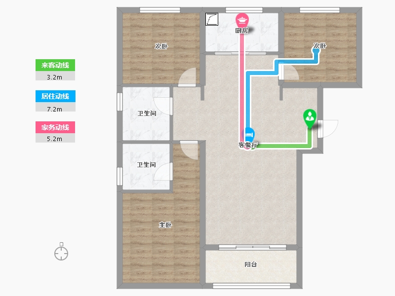 山西省-临汾市-公园壹号·公园道-96.64-户型库-动静线