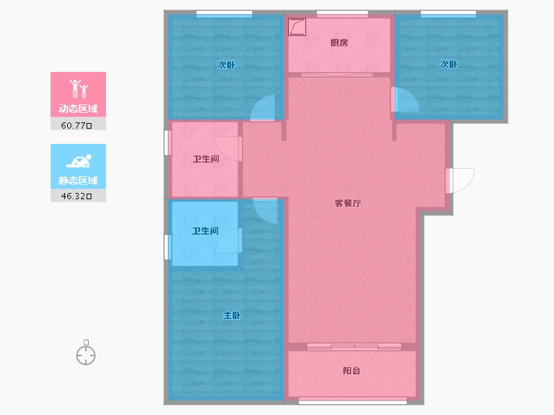 山西省-临汾市-公园壹号·公园道-96.64-户型库-动静分区