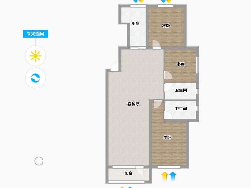 辽宁省-鞍山市-7號湖畔-110.53-户型库-采光通风