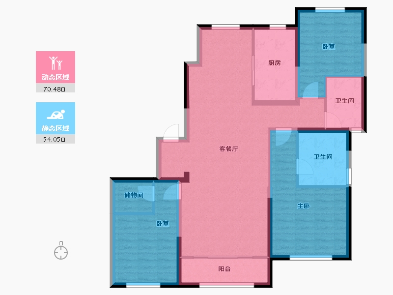 内蒙古自治区-包头市-​正翔滨河-112.16-户型库-动静分区