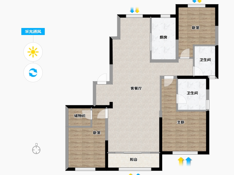 内蒙古自治区-包头市-​正翔滨河-112.16-户型库-采光通风