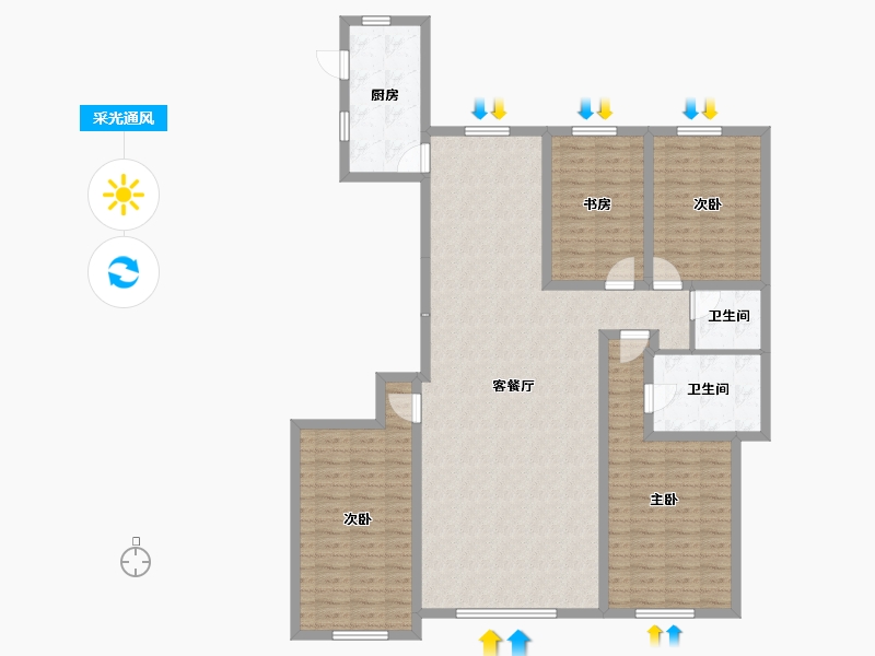 内蒙古自治区-包头市-​正翔滨河-133.73-户型库-采光通风