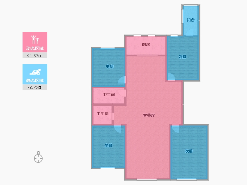 内蒙古自治区-包头市-​正翔滨河-150.86-户型库-动静分区