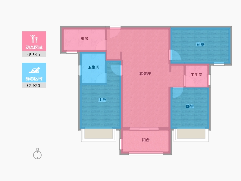 陕西省-渭南市-光合宸院-76.79-户型库-动静分区