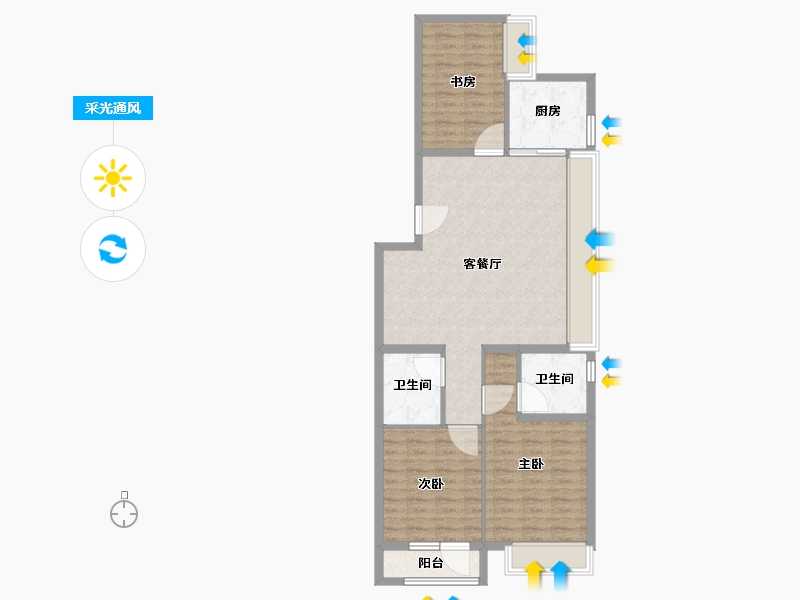 山西省-太原市-万科翡翠东第-96.01-户型库-采光通风