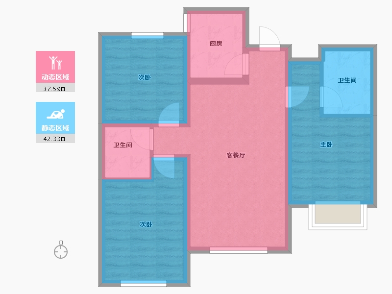 辽宁省-鞍山市-上峰景城-70.60-户型库-动静分区