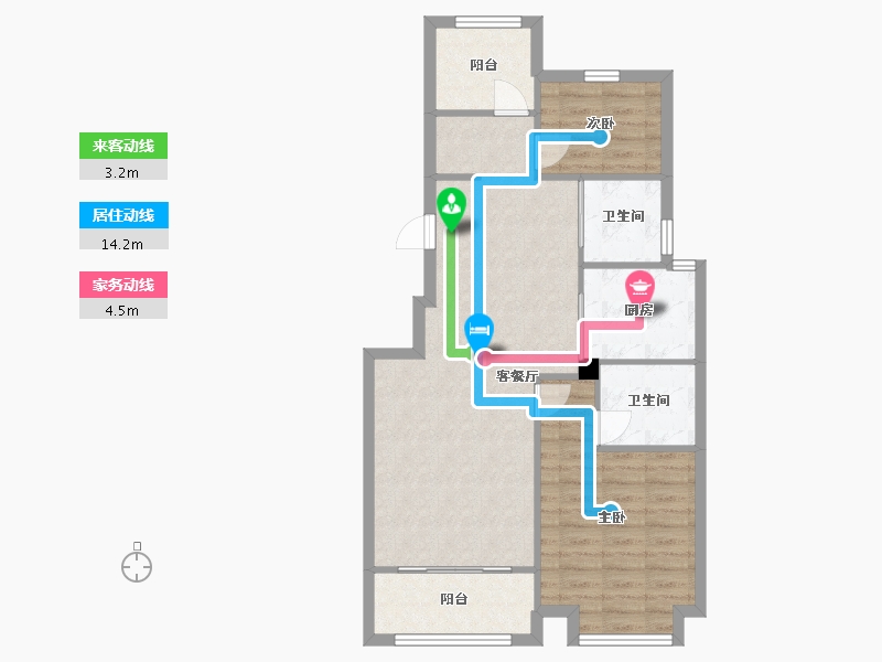 浙江省-宁波市-悦堂府-76.00-户型库-动静线