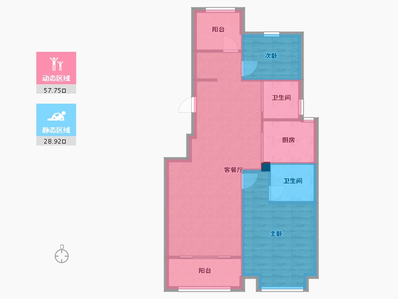 浙江省-宁波市-悦堂府-76.00-户型库-动静分区