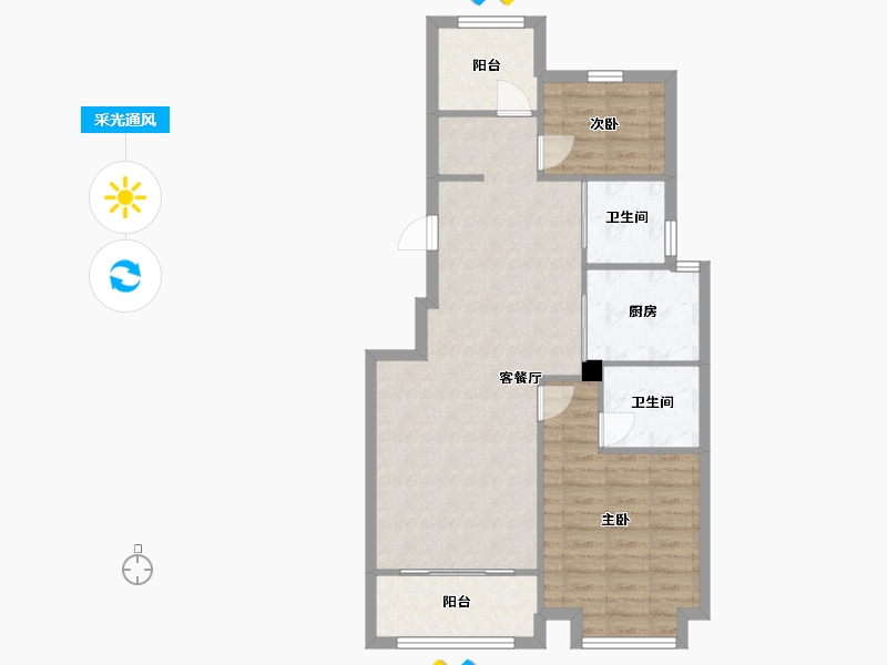 浙江省-宁波市-悦堂府-76.00-户型库-采光通风