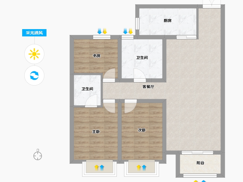 山西省-吕梁市-国投·北川绿洲-82.14-户型库-采光通风