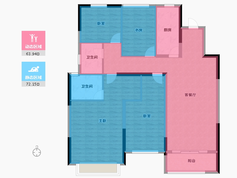 陕西省-渭南市-保利锦悦和府-123.20-户型库-动静分区