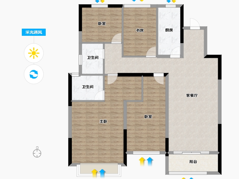 陕西省-渭南市-保利锦悦和府-123.20-户型库-采光通风