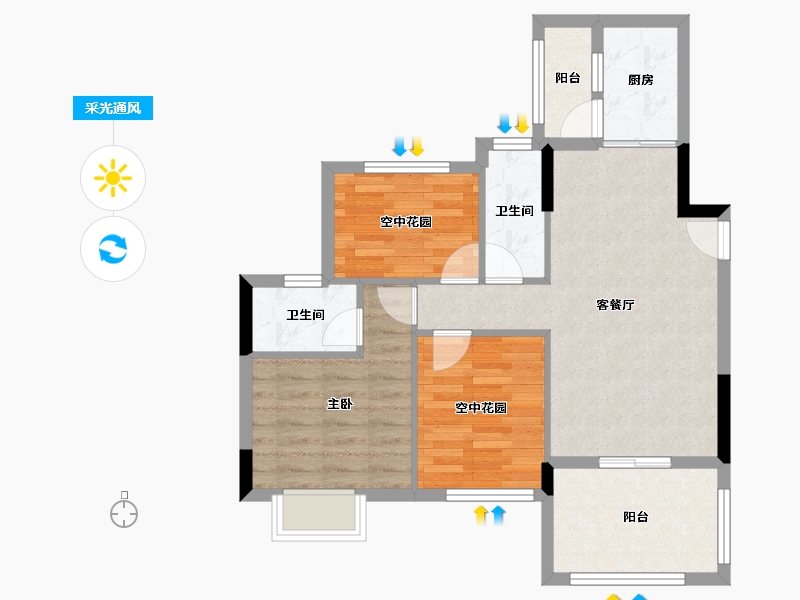 广东省-江门市-新熙花园-70.39-户型库-采光通风