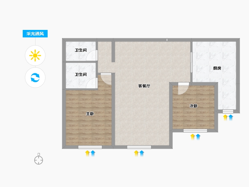 内蒙古自治区-包头市-​正翔滨河-82.01-户型库-采光通风