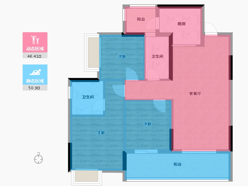 广西壮族自治区-桂林市-彰泰春天里-87.18-户型库-动静分区