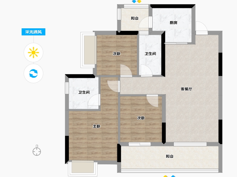 广西壮族自治区-桂林市-彰泰春天里-87.18-户型库-采光通风