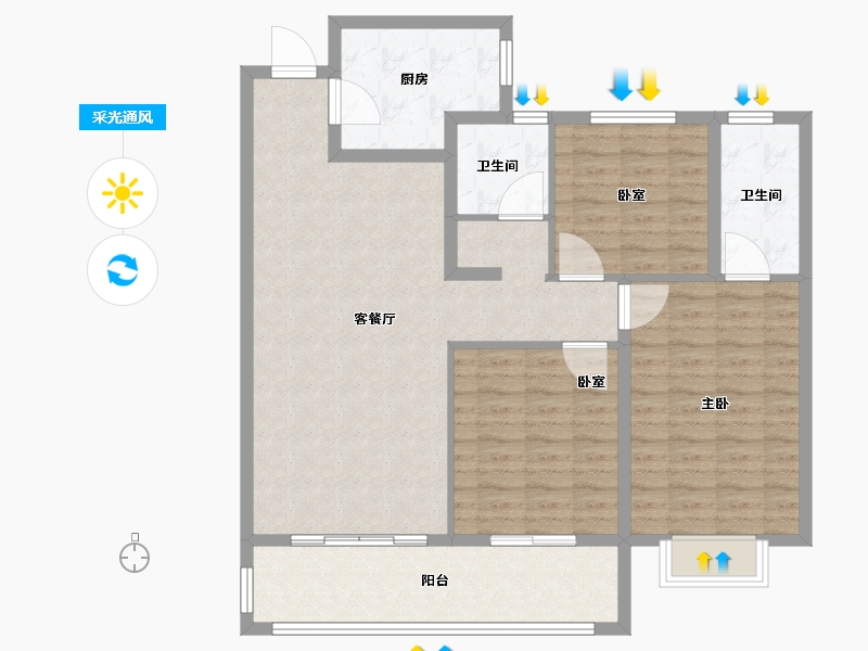 山东省-菏泽市-东亚国睿华庭-108.80-户型库-采光通风