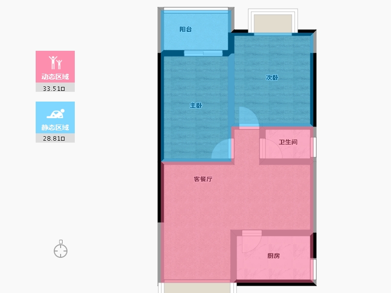 广东省-汕头市-龙凯皇城君汇-54.38-户型库-动静分区