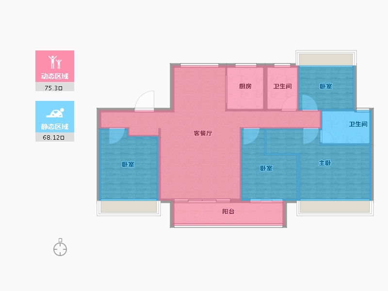 河南省-平顶山市-宝丰建业紫园-131.20-户型库-动静分区