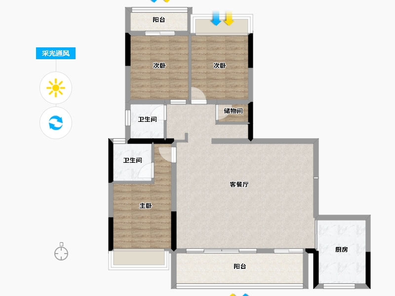 广西壮族自治区-桂林市-彰泰春天里-106.49-户型库-采光通风