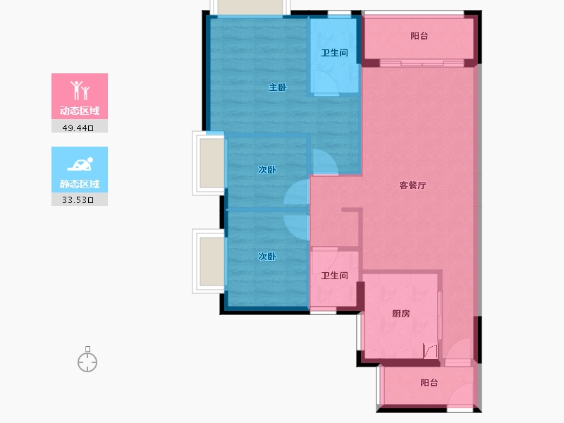 广东省-江门市-时代雁山湖(鹤山)-74.19-户型库-动静分区