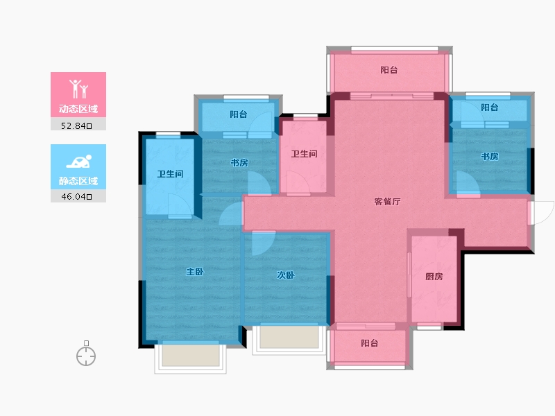 广西壮族自治区-柳州市-融创瀚德·融公馆-93.93-户型库-动静分区