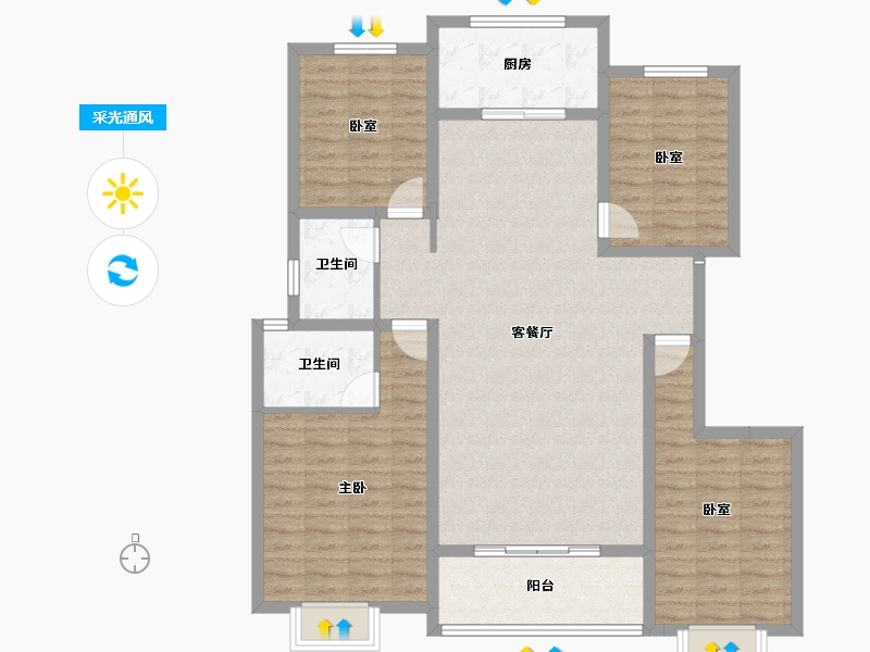 陕西省-渭南市-双创幸福城-120.62-户型库-采光通风