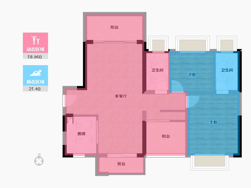 广东省-江门市-碧桂园·天麓湖-75.17-户型库-动静分区