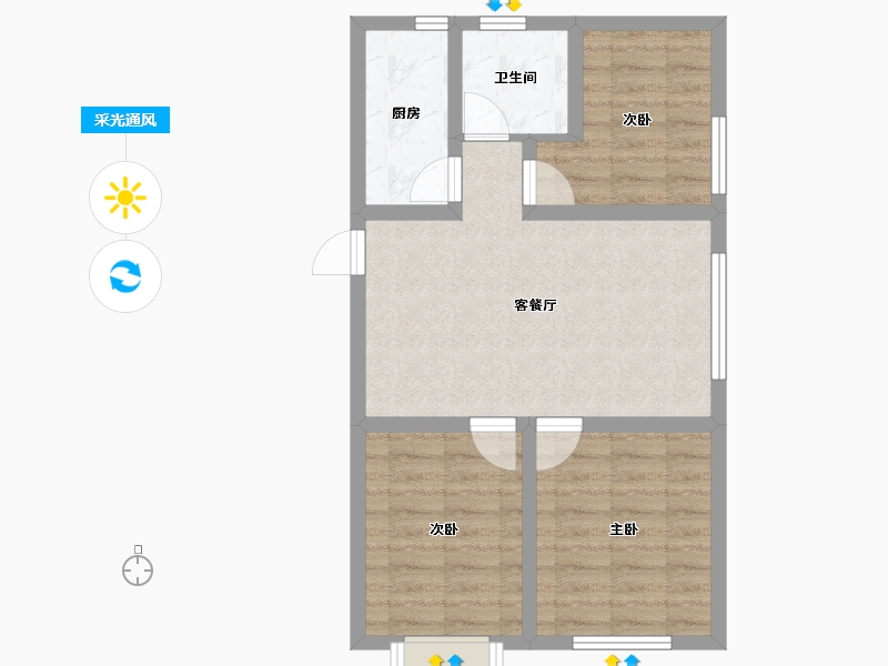 辽宁省-鞍山市-上峰景城-59.85-户型库-采光通风