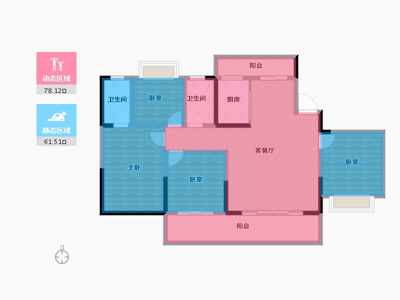 河南省-平顶山市-广诚美林府-125.60-户型库-动静分区