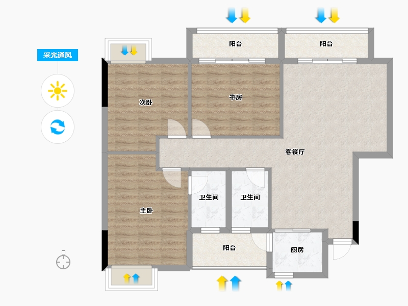 广西壮族自治区-桂林市-漓江大河坊-98.30-户型库-采光通风