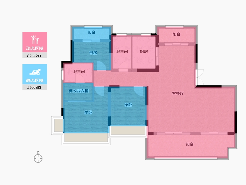 安徽省-六安市-城豪金鼎学府-107.18-户型库-动静分区