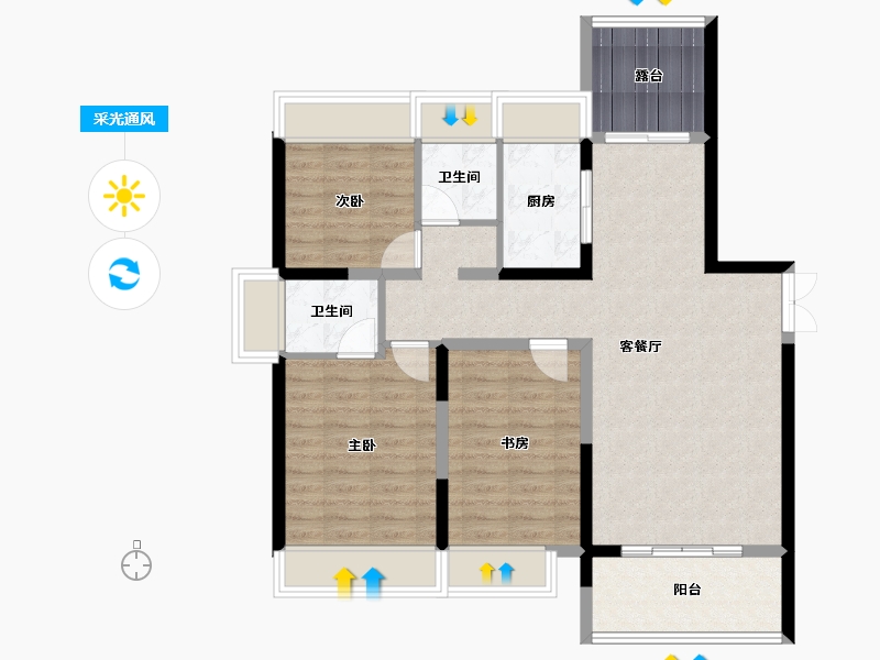 湖北省-十堰市-新时代·江屿城-89.76-户型库-采光通风