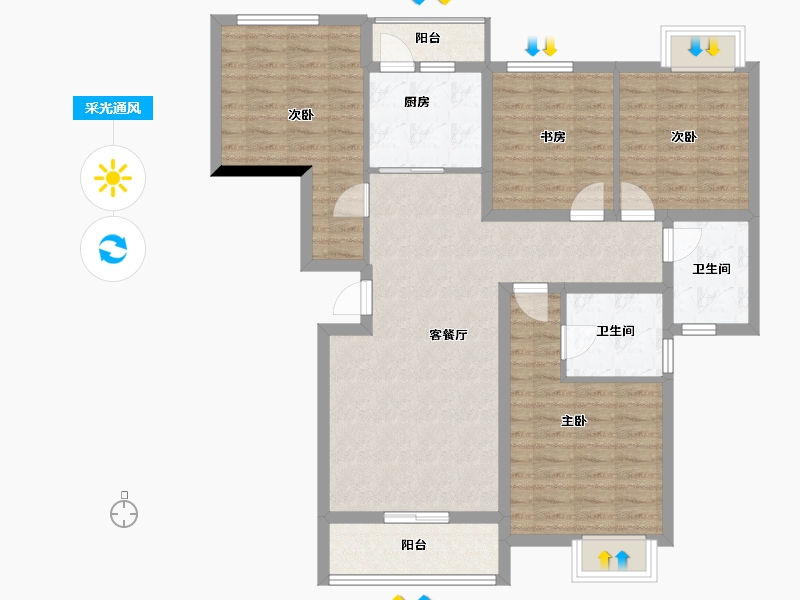 广西壮族自治区-桂林市-漓江大河坊-103.46-户型库-采光通风