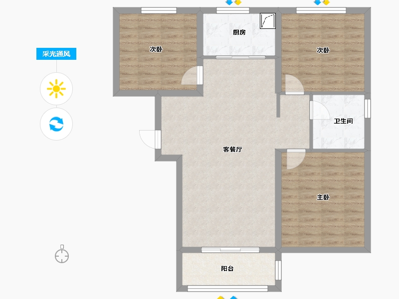 山西省-临汾市-公园壹号·公园道-86.80-户型库-采光通风